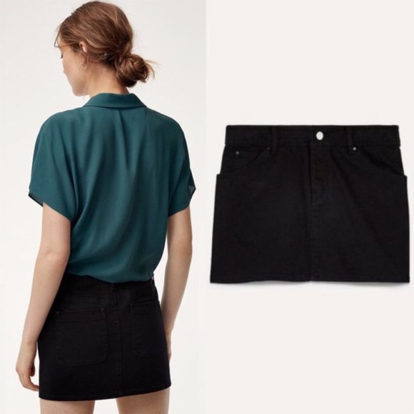 Aritzia Wilfred Free Black Straver Denim Mini Skirt - Picture 1 of 12